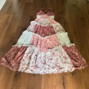 ✨Sold✨ Altar’d state aderny floral patchwork maxi dress in wine rose